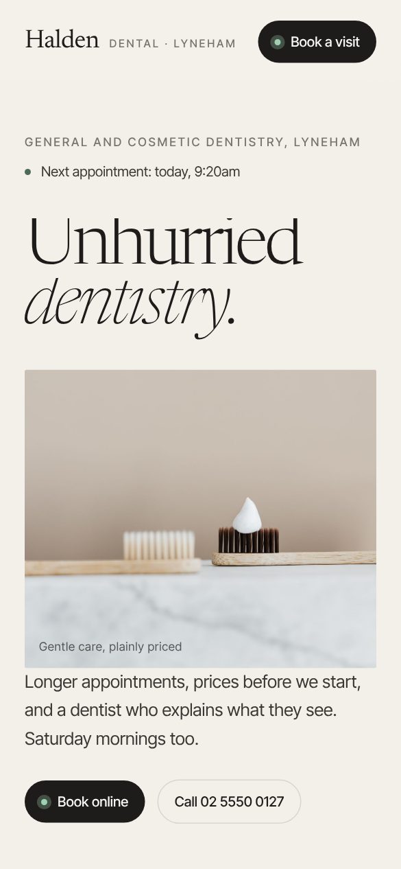 Halden Dental concept on a phone